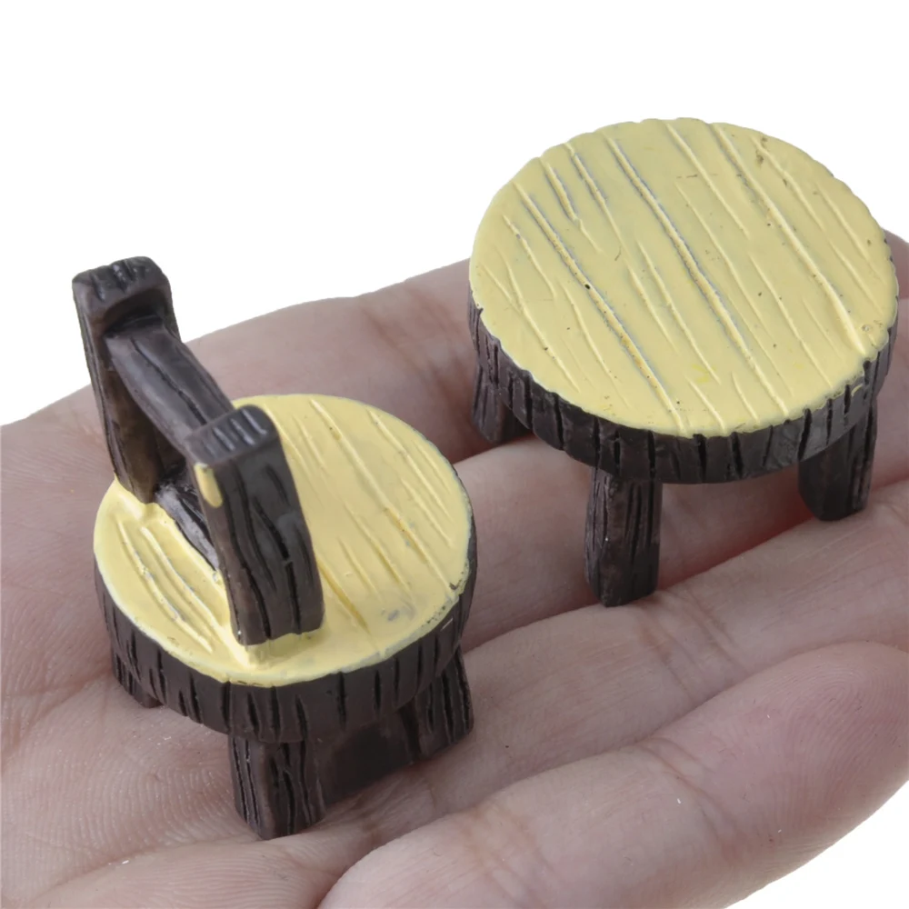 

1 Set Resin Miniature Table Chair Figurines Landscape Decor Ornament For DIY Landscaping Mini