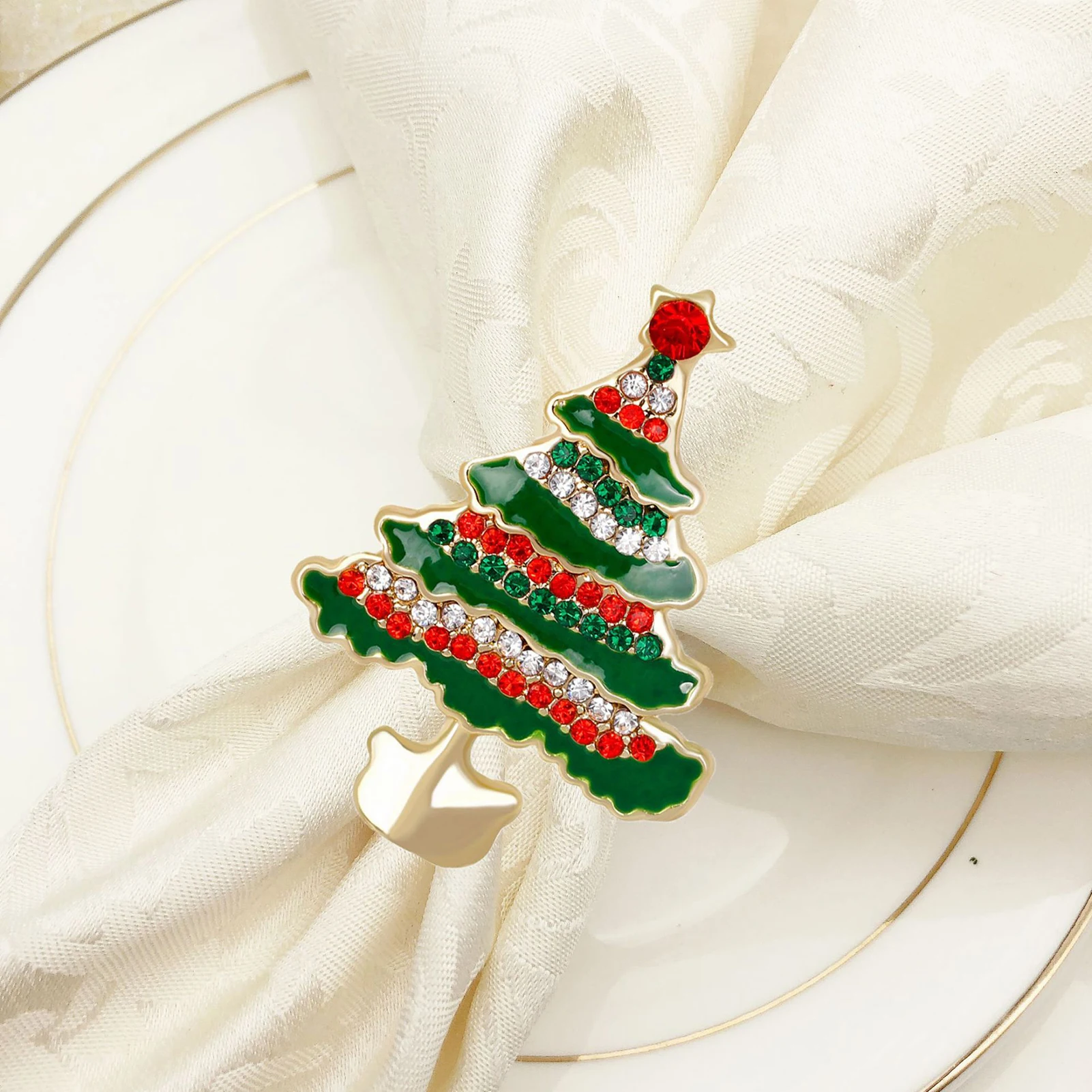 High-end Christmas Tree Napkin Ring Bow Flower Wreath Mouth Hotel Sample Room Set Table Buckle Buckl |