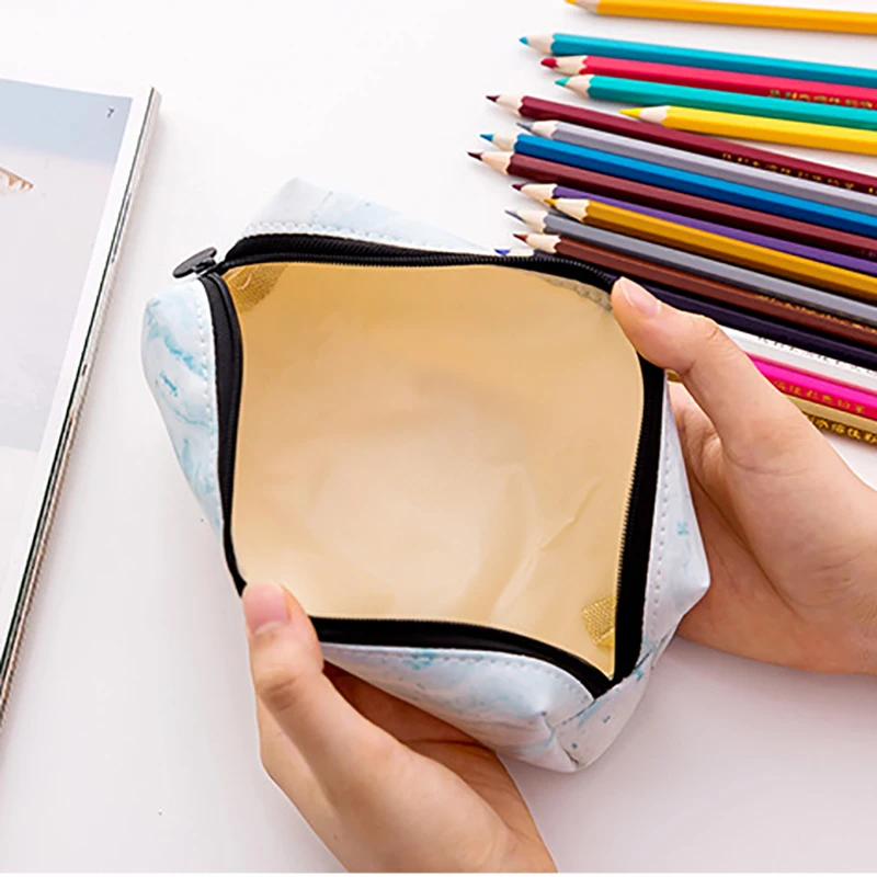 Большой Мрамор пеналы креативные Милые кожа коробка для ручек и карандашей