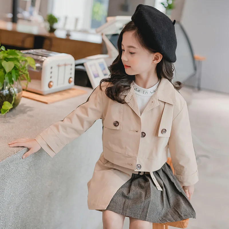 Детская верхняя одежда куртки для девочек плащ + юбка платье с курткой детская