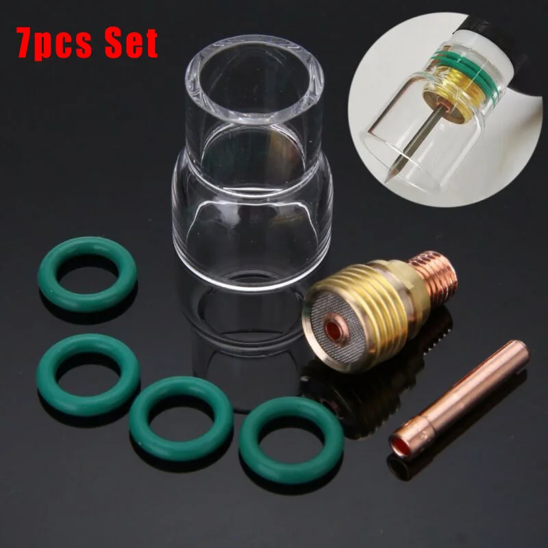7pcs/Set 2.4mm TIG Welding Stubby Torch Collets Body Gas Lens #12 Pyrex Heat Cup Kit For WP-9/20/25 Mayitr Accessories | Инструменты