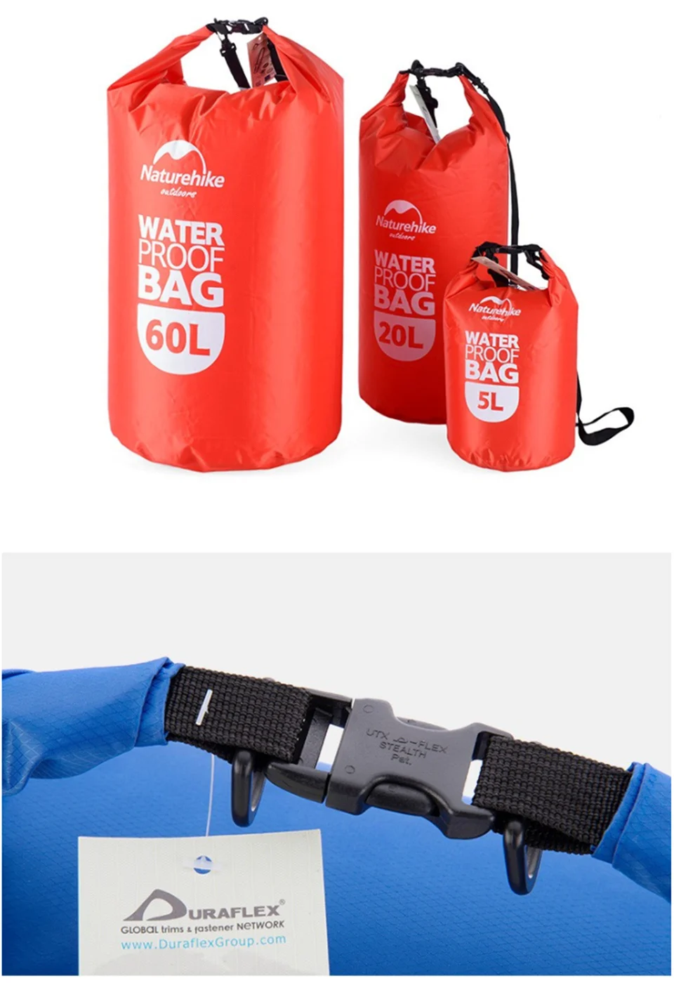 NatureHike Превосходное качество 60L Сверхлегкий Рафтинг сухой Спорт Водонепроницаемый Путешествия дрейфующих сумка NH15S005-D