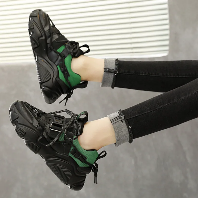 2020 New Fashion Ladies Platform Bottom Sneakers 6cm Casual Winter Women Plush Vulcanized Shoes Black | Обувь