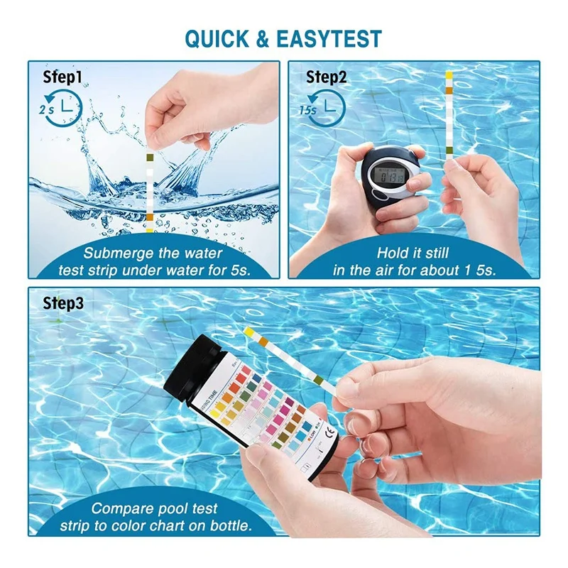 

Pool Test Strips,Water Hardness Test Strips,Hot Tub Test Strips,7 in 1 Water Spa Test Strips for Swimming Pools,Spa,Etc