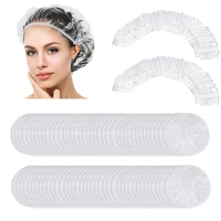 10050pcs disposable shower caps plastic waterproof headgear one off elastic bath cap portable transparent beauty salon caps