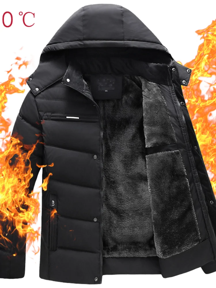 

2021 Winter Mens Hooded Jackets Casual Thick Casual Down Parkas Men Windbreaker Warm Zipper Overcoats Mens Clothing Outwear 4XL