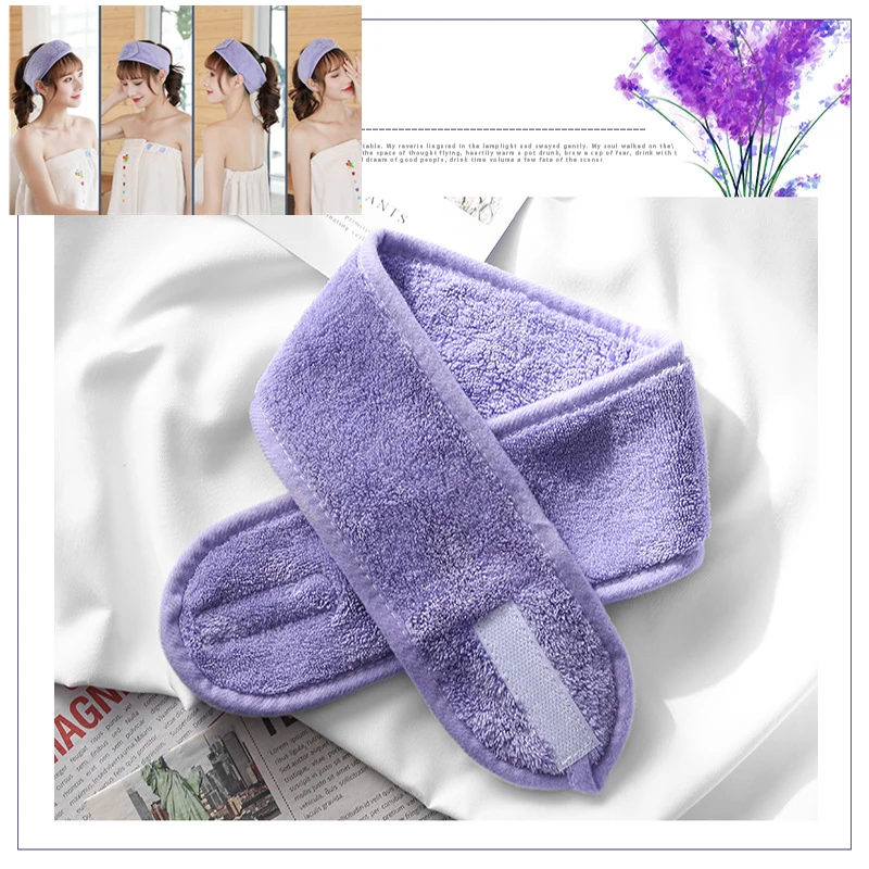 

2022Fashion Purple Coral Fleece Hairbow Cross Headband For Wash Face Makeup Lady Bath Mask Cosmetic Hairband Rabbit Ear Headwear