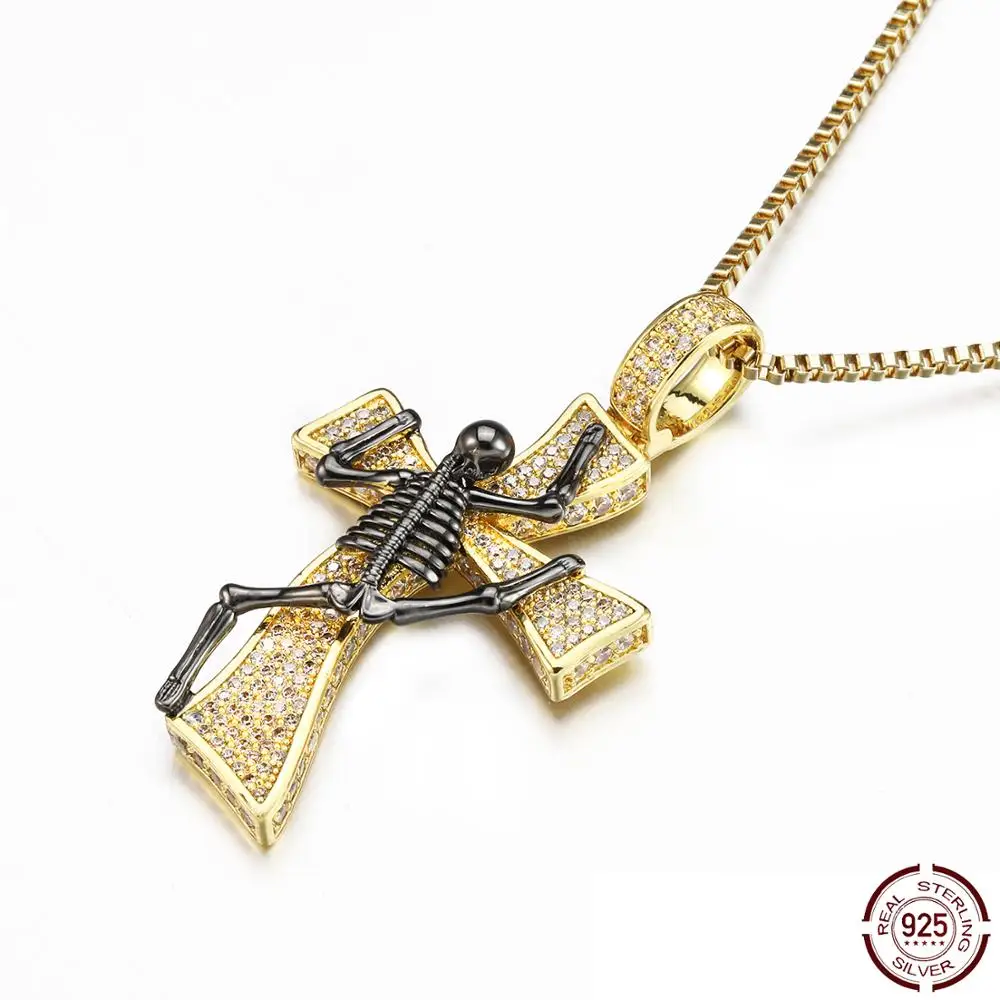 

CHENZHON Multi-Style Cross Pendants Necklaces For Men 925 Sterling Silver Fashion Jewelry Religions Jesus Cubic Zirconia Box