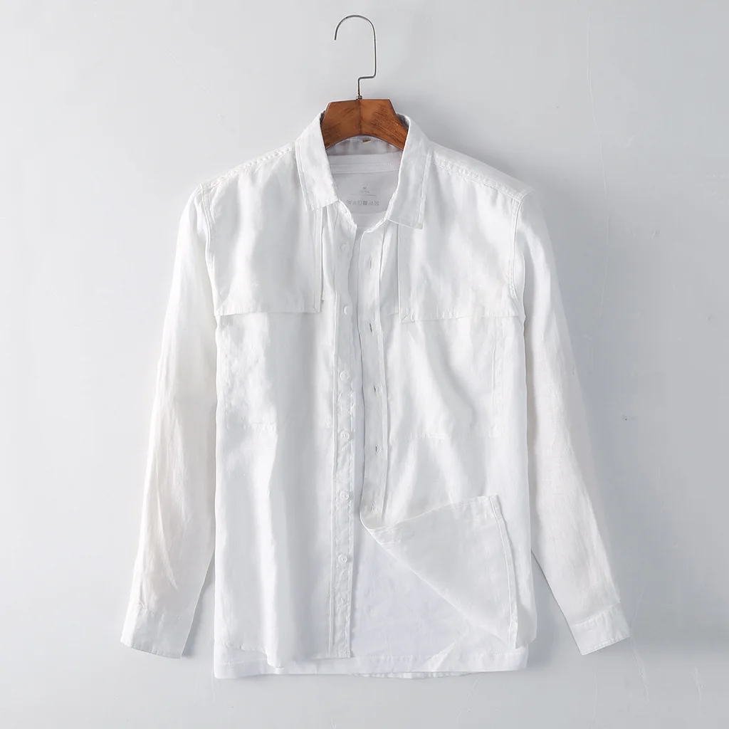 

Autumn 2020 men's Linen Shirt simple casual linen shirt c036