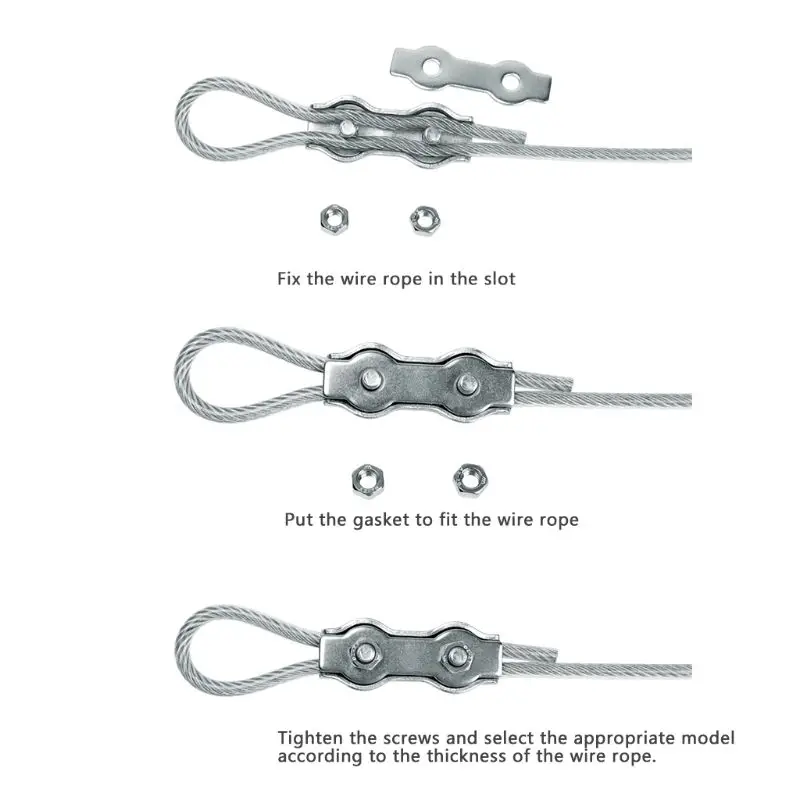 2pcs Stainless Steel Wire Rope Clips Double Grips Cable Clamps For Wires 2mm 3mm 4mm 5mm 6mm | Обустройство дома