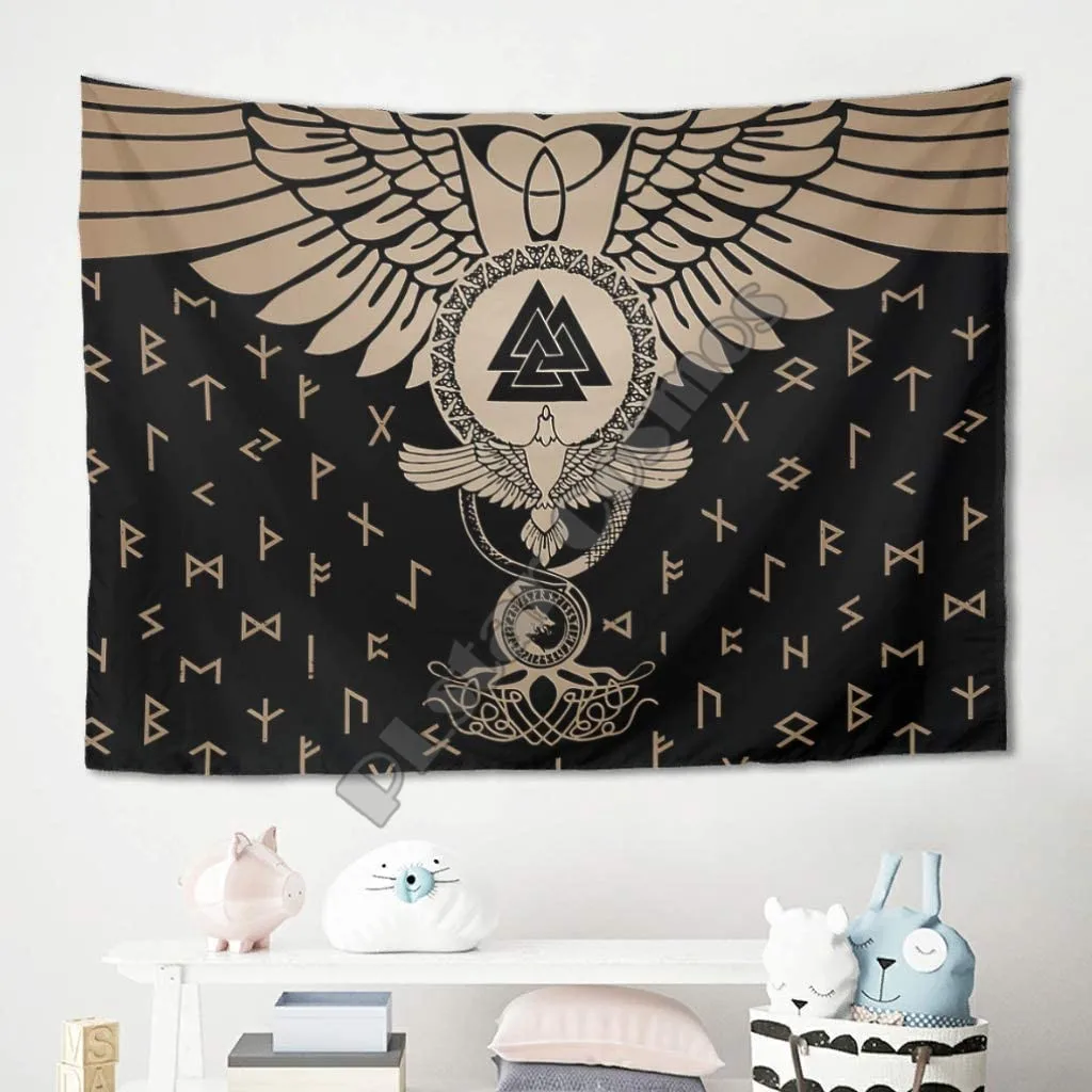 PLstar Cosmos Tapestry Viking Tattoo 3D Printing Tapestrying Rectangular Home Decor Wall Hanging Decoration Style-01 | Дом и сад