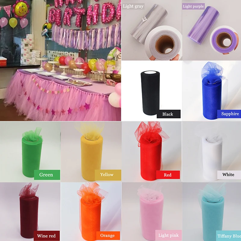 

1 Roll 15cm*22m Balloons Mesh Tulle Yarn Mesh Fabric Wedding Baby Shower Birthday Party Decoration DIY Tutu Skirt Accessories