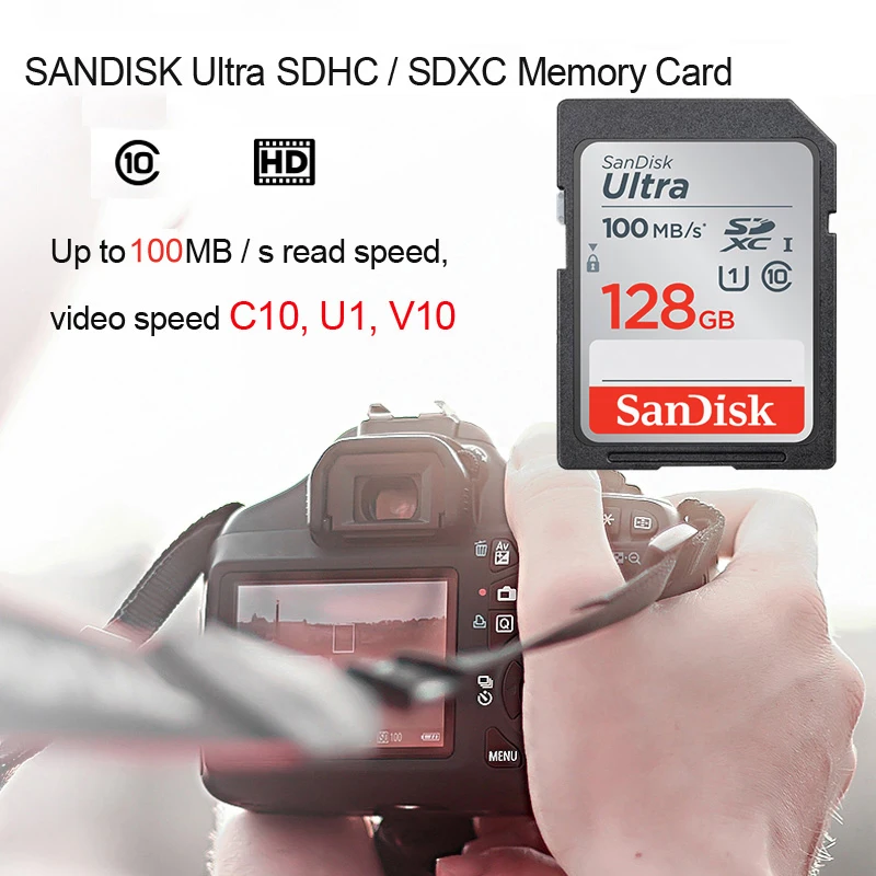 SanDisk sd карта 256 ГБ 128 Гб 64 32 16 класс 10 памяти C10 80M 100 м/с SDHC SDXC Carte SD USH 1 для камеры|Карты