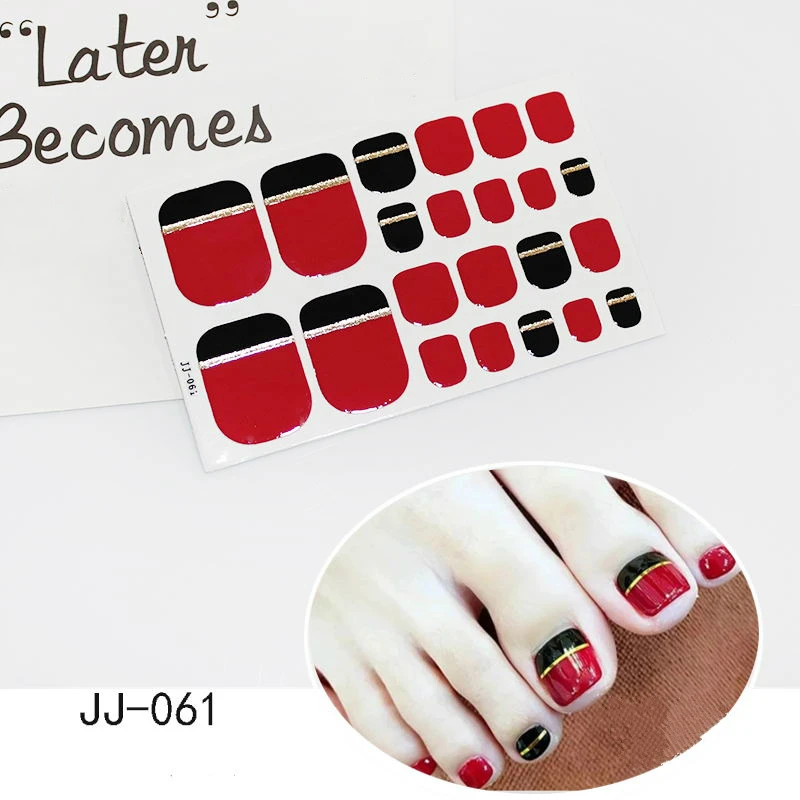 Стикеры для ногтей на ногах черные белые водостойкие 22 шт./лист|Стикеры и