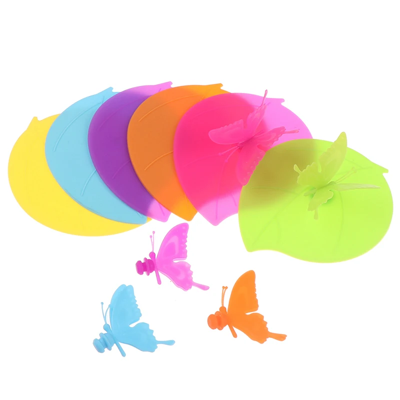 

3Pcs Colorful 3D Butterfly + Leaves Silicone Cup Cover 10.5 Cm Dustproof Seal Lid Glass Ceramic Plastic Mug Cap