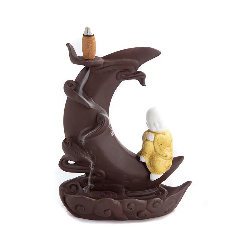 

Moon Backflow Incense Burner Incense Cone Aromatherapy Smoke Waterfall Incense Burners Meditation Sticks Holder Home Decor Gifts