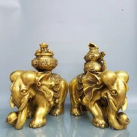 19 chinese seikos bronze elephant statue a pair back cornucopia gourd elephant trunk holding ingot wealth and peace