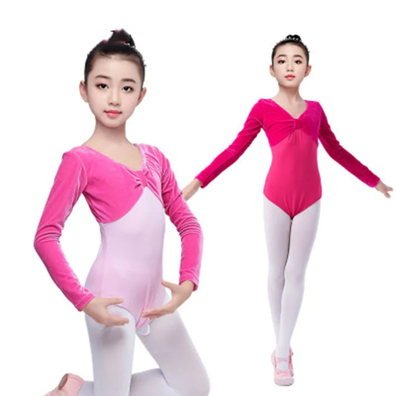 Танцевальный костюм детский осенне зимний бархатный балетный гимнастическое