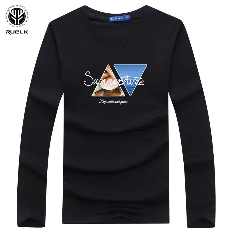 

RUELK 2020 New Spring Men's Long Sleeve Creative Print T-Shirt Cotton Clothes Top Tee Men's Street Wear T-Shirts Large Size 5XL