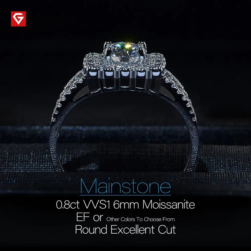 Кольцо GIGAJEWE с муассанитом Ювелирное Украшение бриллиантом покрытие из белого