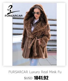 FURSARCAR, модный роскошный женский коричневый натуральный мех норки, зимний жилет для женщин, натуральный мех, женский жилет