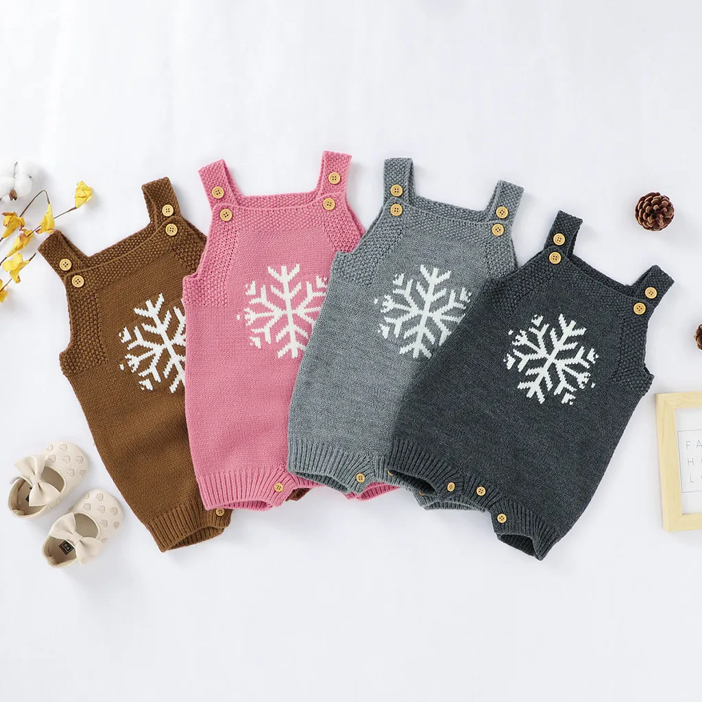 Рождественский комбинезон для новорожденных девочек Зимний вязаный со