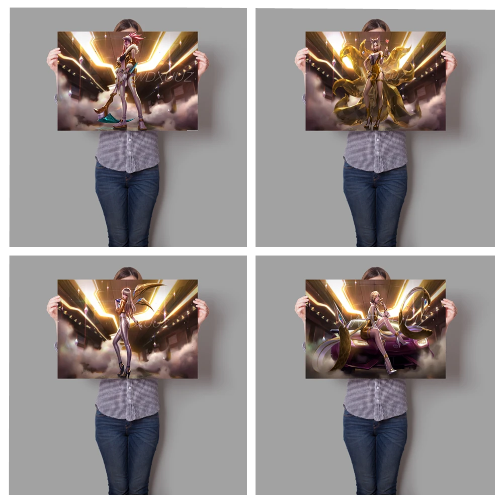 Популярная игра Лига Легенд KDA женский постер из кожи команды высокое качество