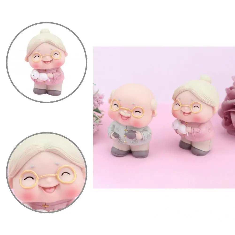 

Couple Miniature Vibrant Color Couple Figurine Reusable Fine Symbol Cute Grandpa Doll Shaped Statue