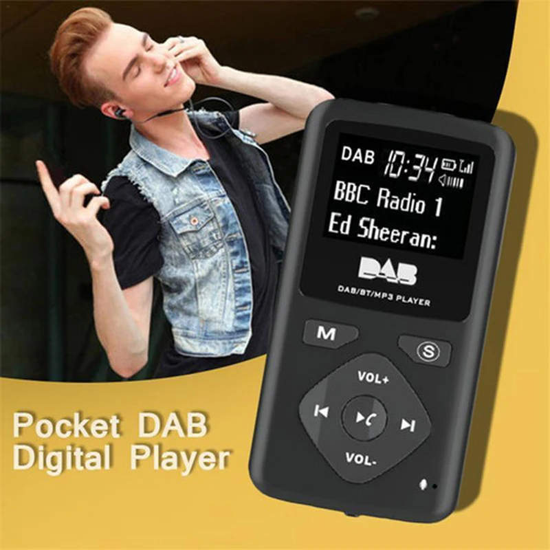 Портативный DAB/DAB + карманный цифровой радиоприемник Bluetooth MP3 плеер с наушниками