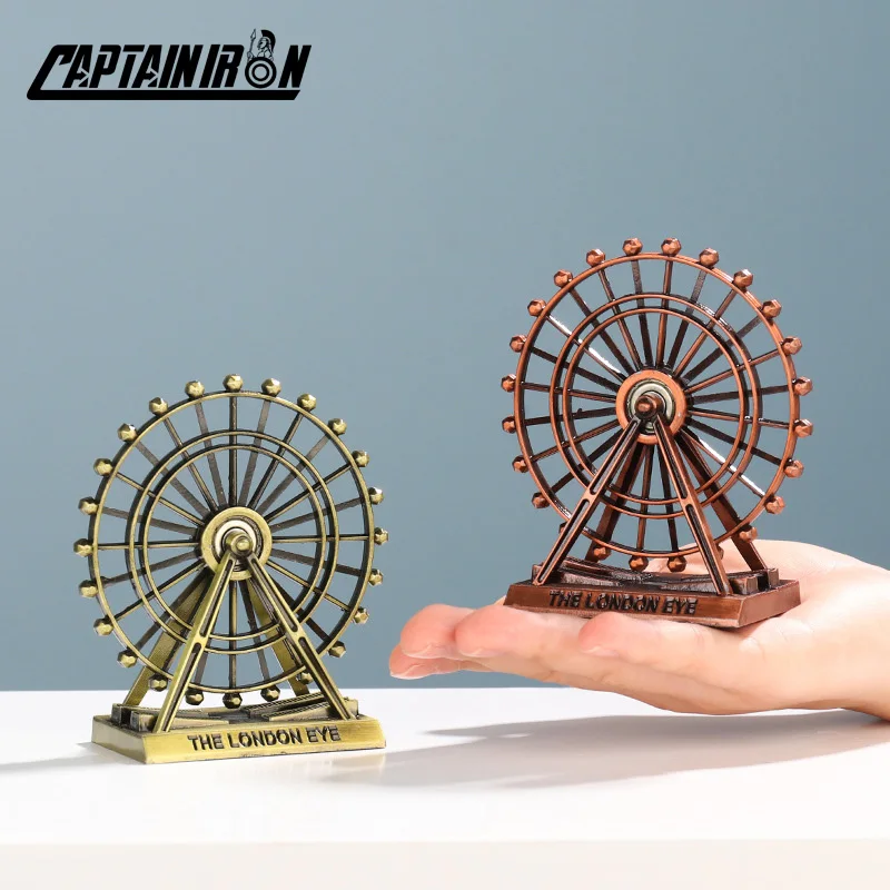 

CAPTAINIRON Vintage Home Decor Ferris Wheel Figurines Model Retro Metal Cratf Ornament Miniatures Office New Year Chritsmas Gift