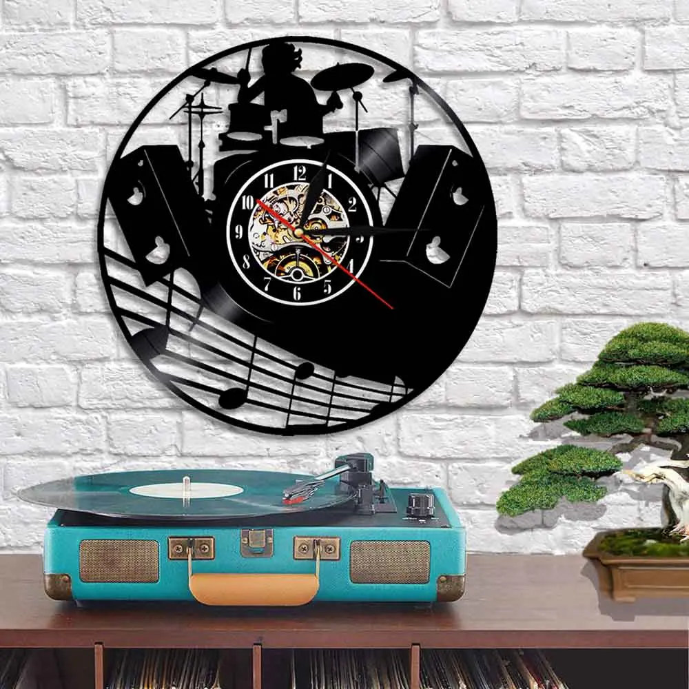 Комплект для барабана настенные часы Rock N Roll с виниловой пластиной музыкальные