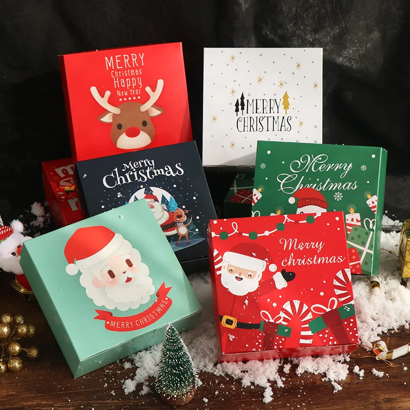 10 шт. рождественские конфеты печенья бумажные коробки кекс шоколад печенье нуга