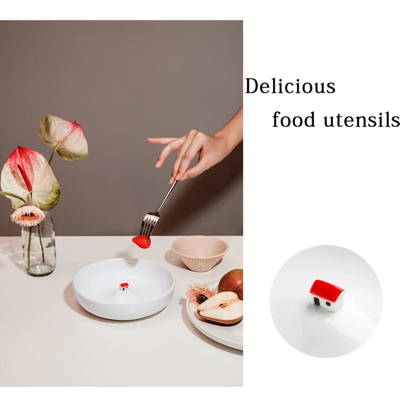 

Household Creative Dinner Plates Set Ceramic Children's Handmade 3D Small House Love Pattern Tableware Snack Salad Plate Gift