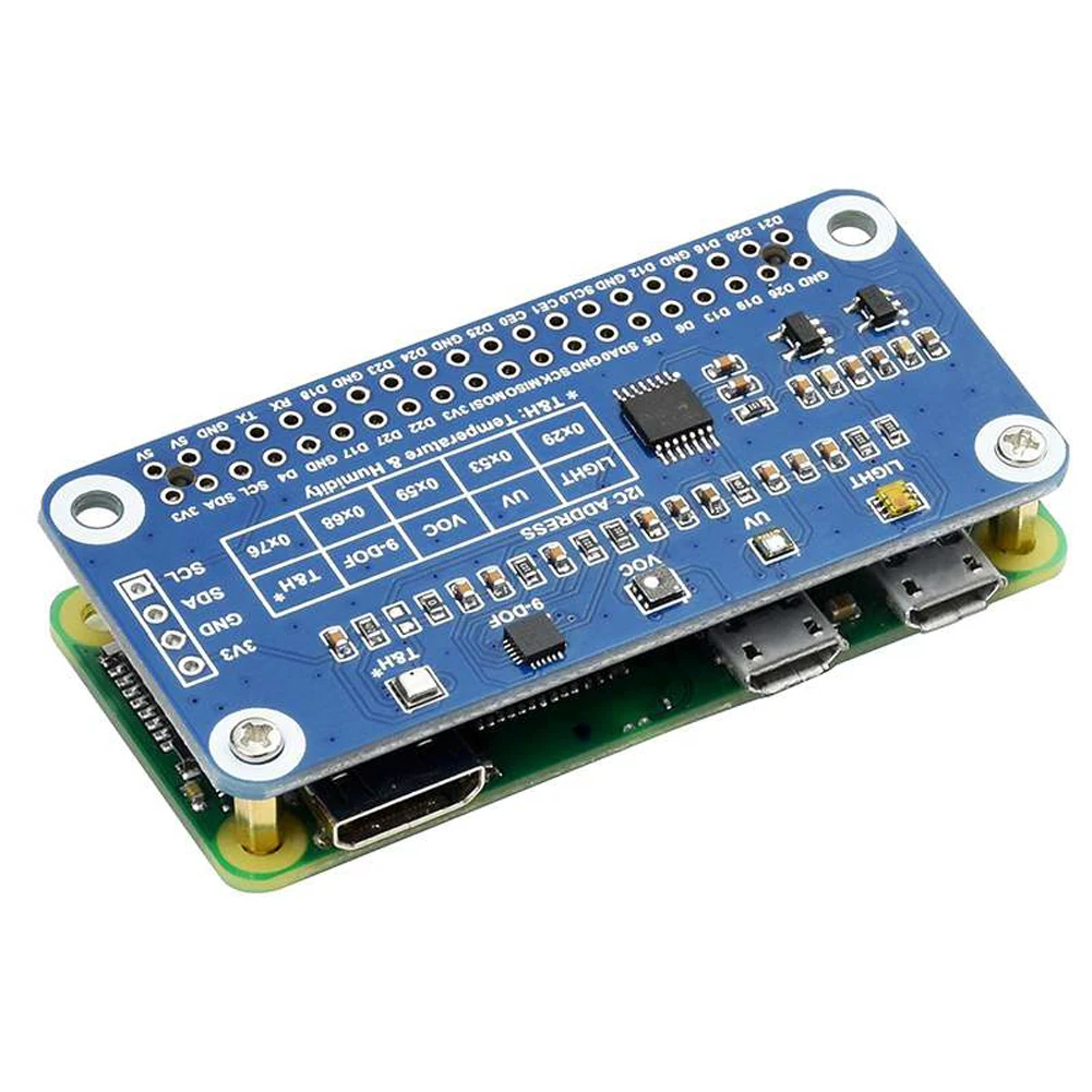 Датчик окружающей среды Waveshare для Raspberry Pi I2C встроенная шина TSL25911FN ICM20948 LTR390-UV-1 SGP40