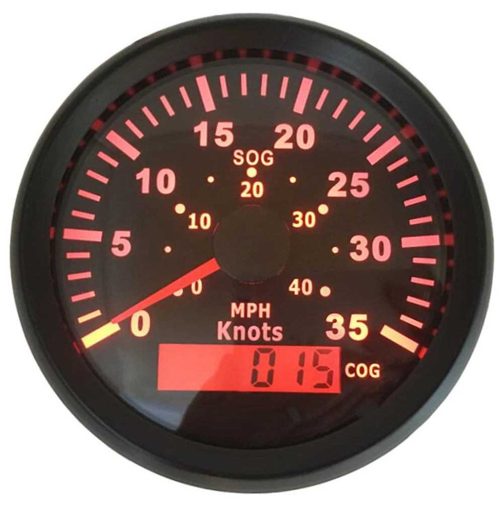 

1pc 0-40MPH GPS Speedometers 85mm Speed Gauge 0-35knots GPS Current Meter 9-32V Use for Boat Auto with Red Backlight and Antenna