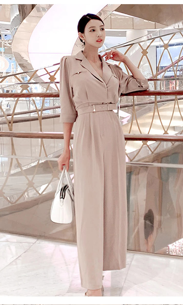 Осенний женский элегантный комбинезон для офисных леди женские повседневные