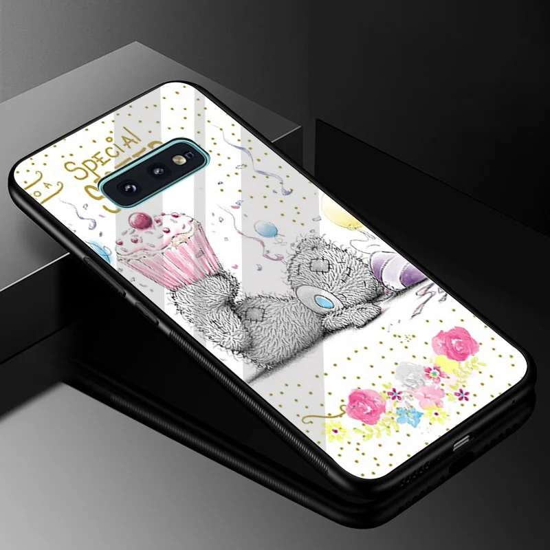 Desxz Стекло ТПУ c милыми мишками Тедди чехол КРЫШКА ДЛЯ samsung Galaxy S7 край S8 S9 Plus Note 8 9 S10