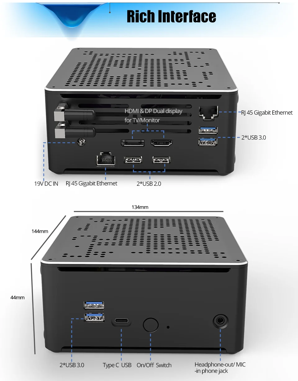 Мини ПК Windows 10 Pro i9 9880H DDR4 2666 МГц M.2 NGFF/Nvme SSD Linux портативный компьютер Intel UHD 630 DP HDMI