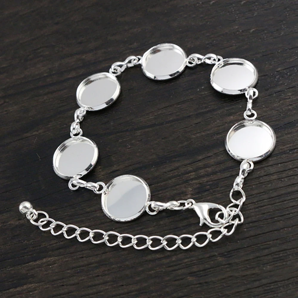 New High Quality 2pcs 12mm 3 Colors Plated Six Cameo Bangle Base Bracelet Blank Findings Setting Cabochon | Украшения и