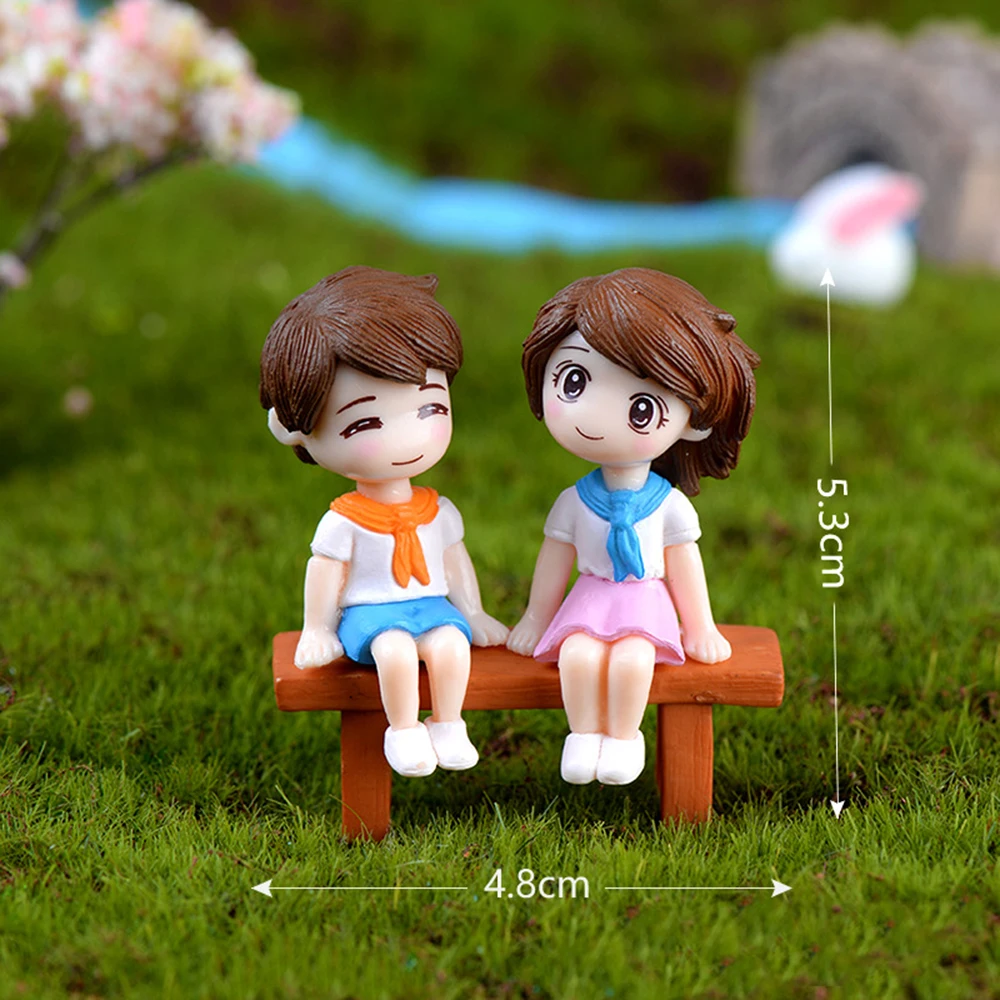 3Pcs Gardening DIY Mini Dolls Couples Fairy Garden Stool Dollhouse Decor Miniatures For Succulents Potted Plants Micro Landscape | Дом и сад