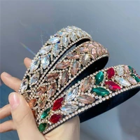 2021 fashion women girls colorful glass hairband hair accessories crystal flower headbands women jewelry wedding party bridal