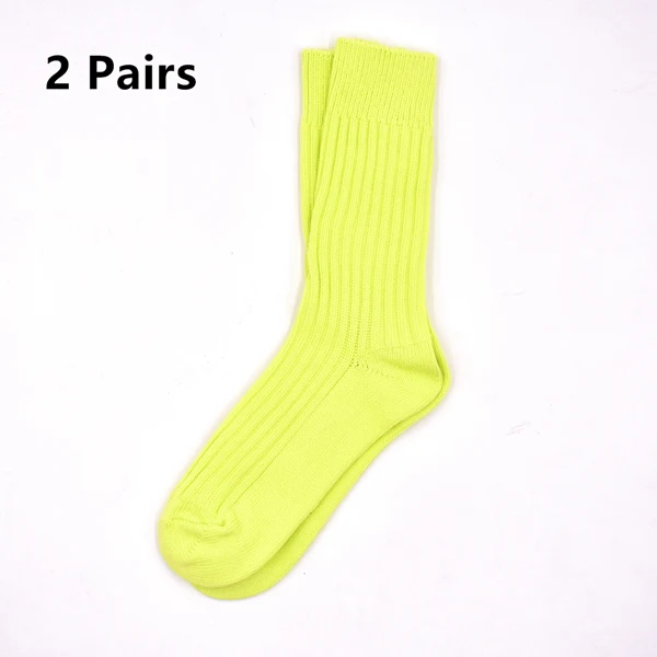 Fluorescent 2pairs CoooColl 2 пары в упаковке модные крутые Harajuku уличная шерстяная пряжа вентиляция конфеты флюоресцентные цвета оранжевые носки для мужчин и женщин - Цвет: Fluorescent 2pairs
