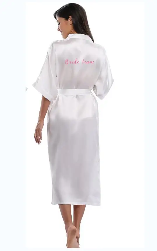 Халат кимоно Женский Длинный атласный Шелковый Свадебный халатик для невесты и
