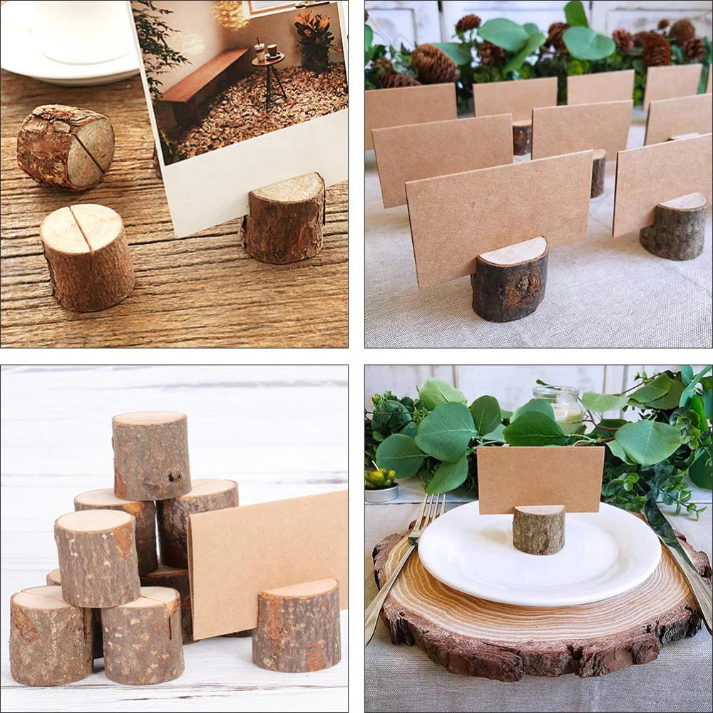 

10pcs Wooden Note Holder Set Creative Stump Memo Organizer Place Holders
