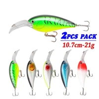 2pcs minnow fishing lures floating bait artificial hard fish lures wobblers swimbait fishing tackle 21g 10 7cm