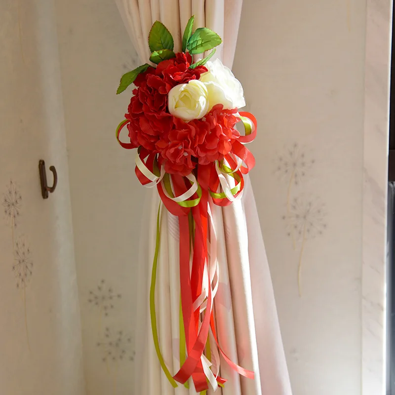 Curtain Bouquet Knot Decorative Rose Flower for Wedding Groom Bride Room Ornament | Дом и сад