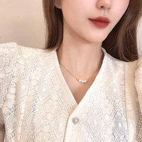 huge bud korean 14k real gold pearl necklace copper elegant simple design choker for women girl kolye luxurious jewelry gift