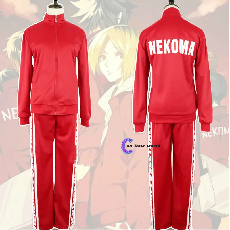 

Haikyuu Nekoma High Cosplay Yaoi Uniforms Tetsurou Kuroo Kozume Kenma Costume Set Volleyball Jacket+Pants Red Sportswear Jersey