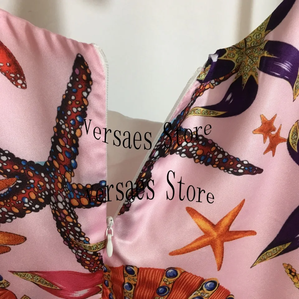 

2021 luxury design starfish print fashion women's sleeveless dress sexy off shoulder suspender skirt temperament A-type skirt