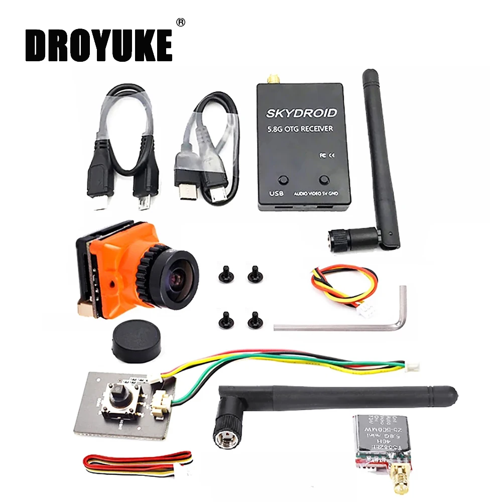 

Передатчик Droyuke TS5828L 5,8 ГГц 600 мВт 40CH FPV с цифровым дисплеем и FPV 700TVL/1500TVL/1200TVL, приемник камеры UVC для FPV дрона